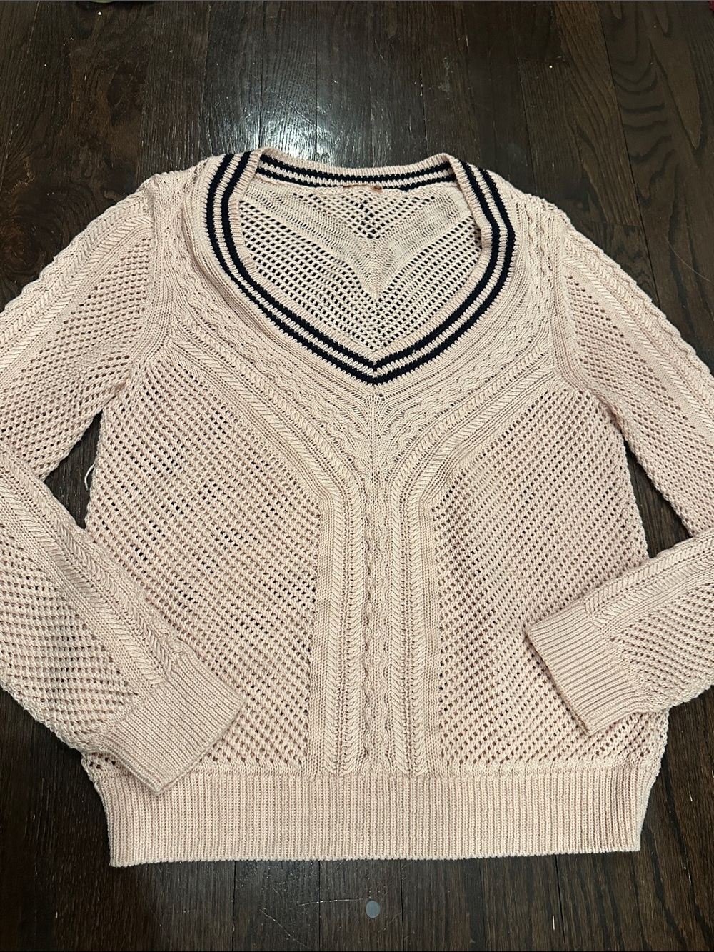 TORY BURCH PREPPY PALE PINK TENNIS SWEATER
